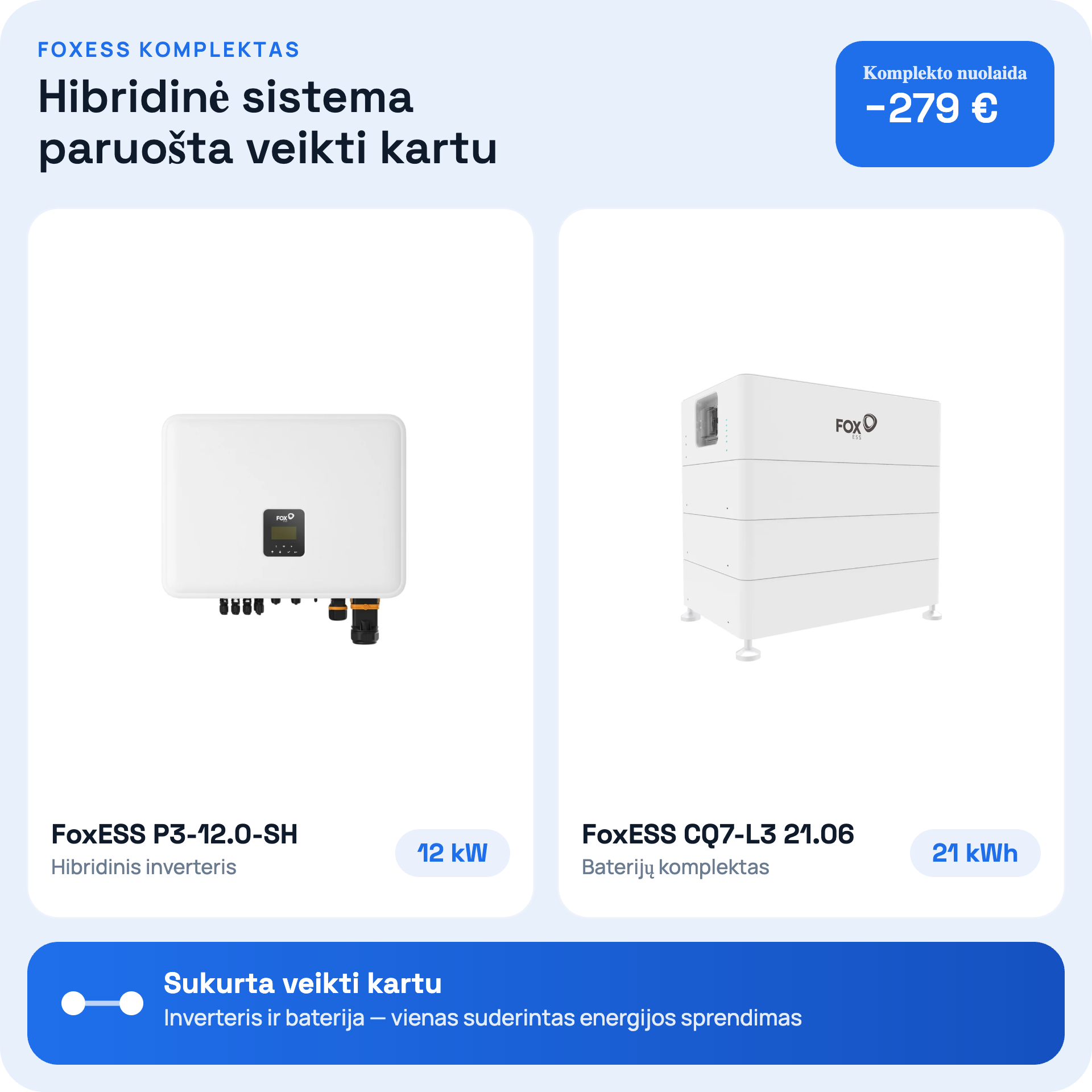 FoxESS P3-12.0-SH + CQ7-L3 21.06 kWh | Saulės Energijos Komplektas